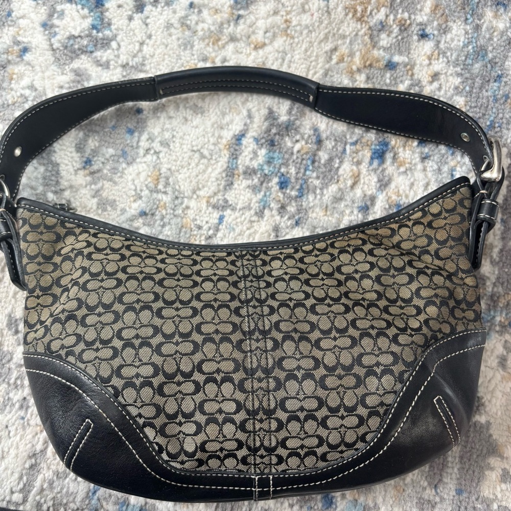 Coach Black Patterned Shoulder Bag - Picture 2 of 6